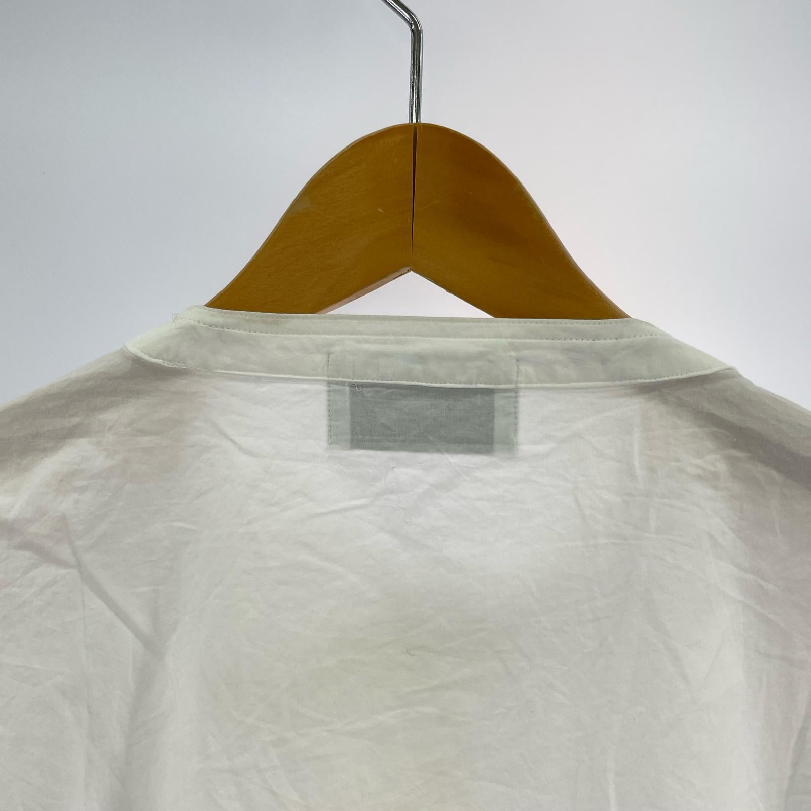長袖シャツ RAINMAKER TOKYO PLEATED SHIRT ノーカラーシャツ ホワイト