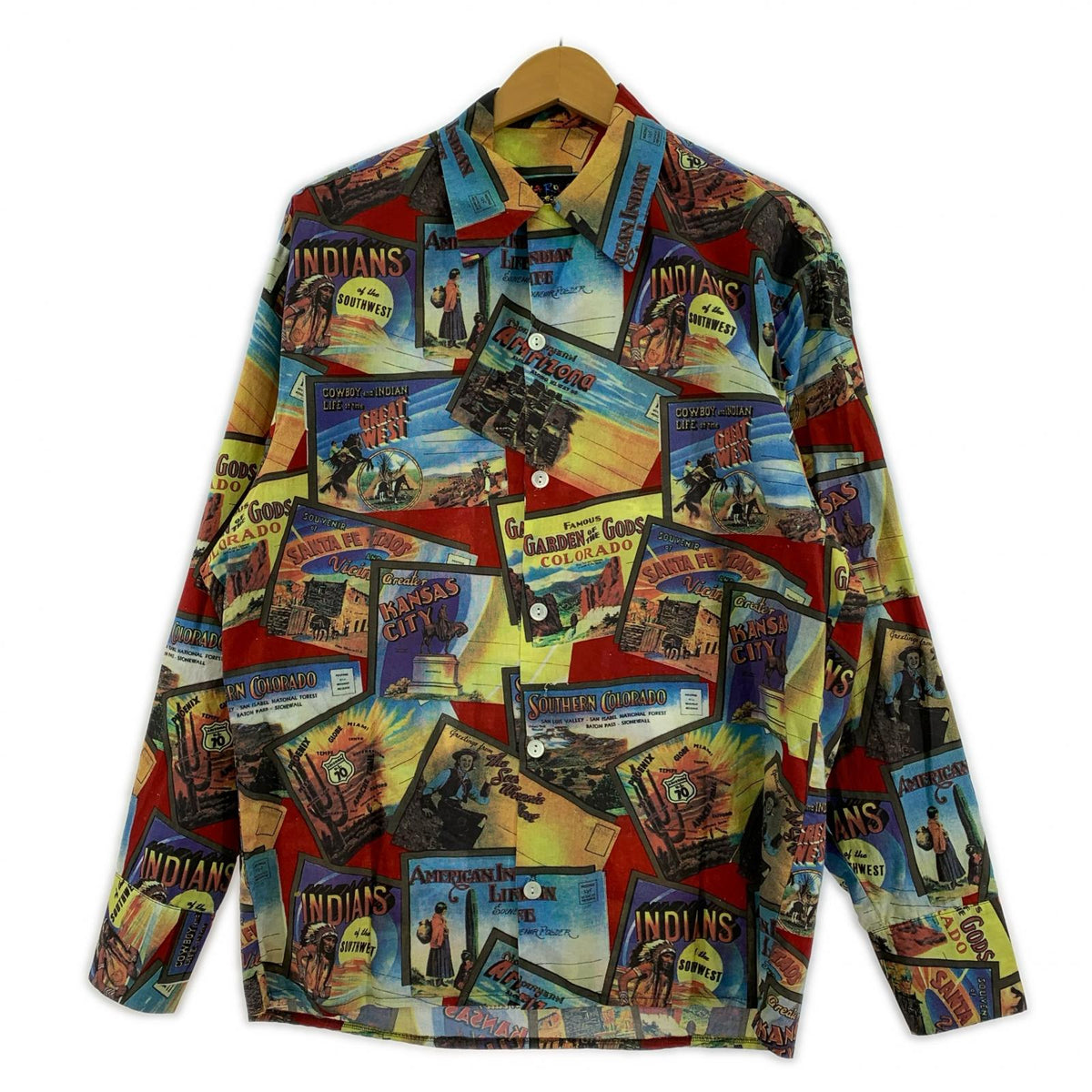 長袖シャツ LA ROCKA 80s インディアンオープンカラーシャツ S マルチカラー