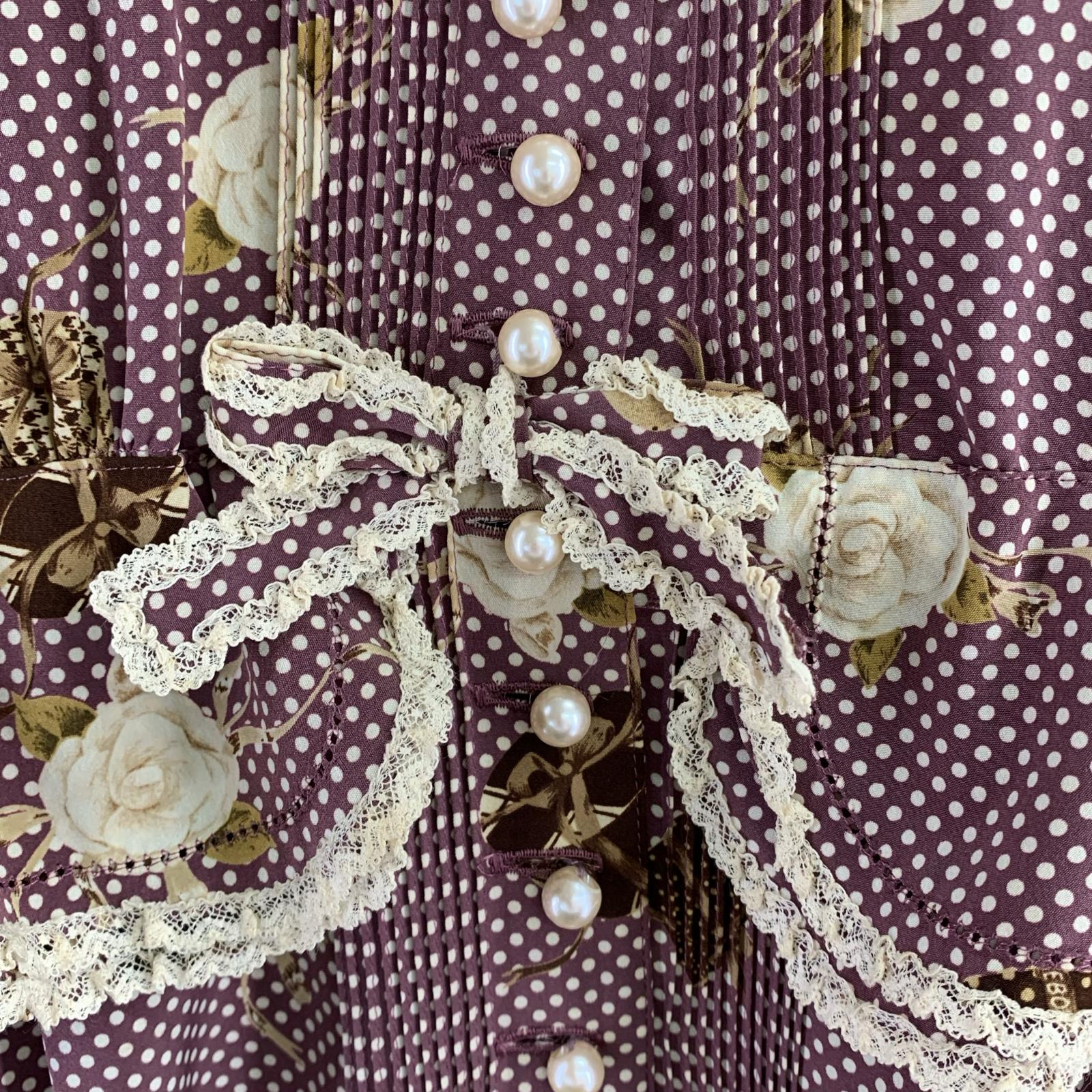 ワンピース 花柄 パールボタン ロングワンピース