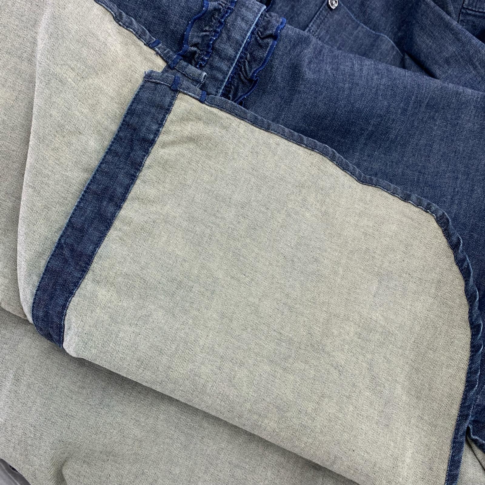 ワンピース デニムフリルシャツワンピース ネイビー