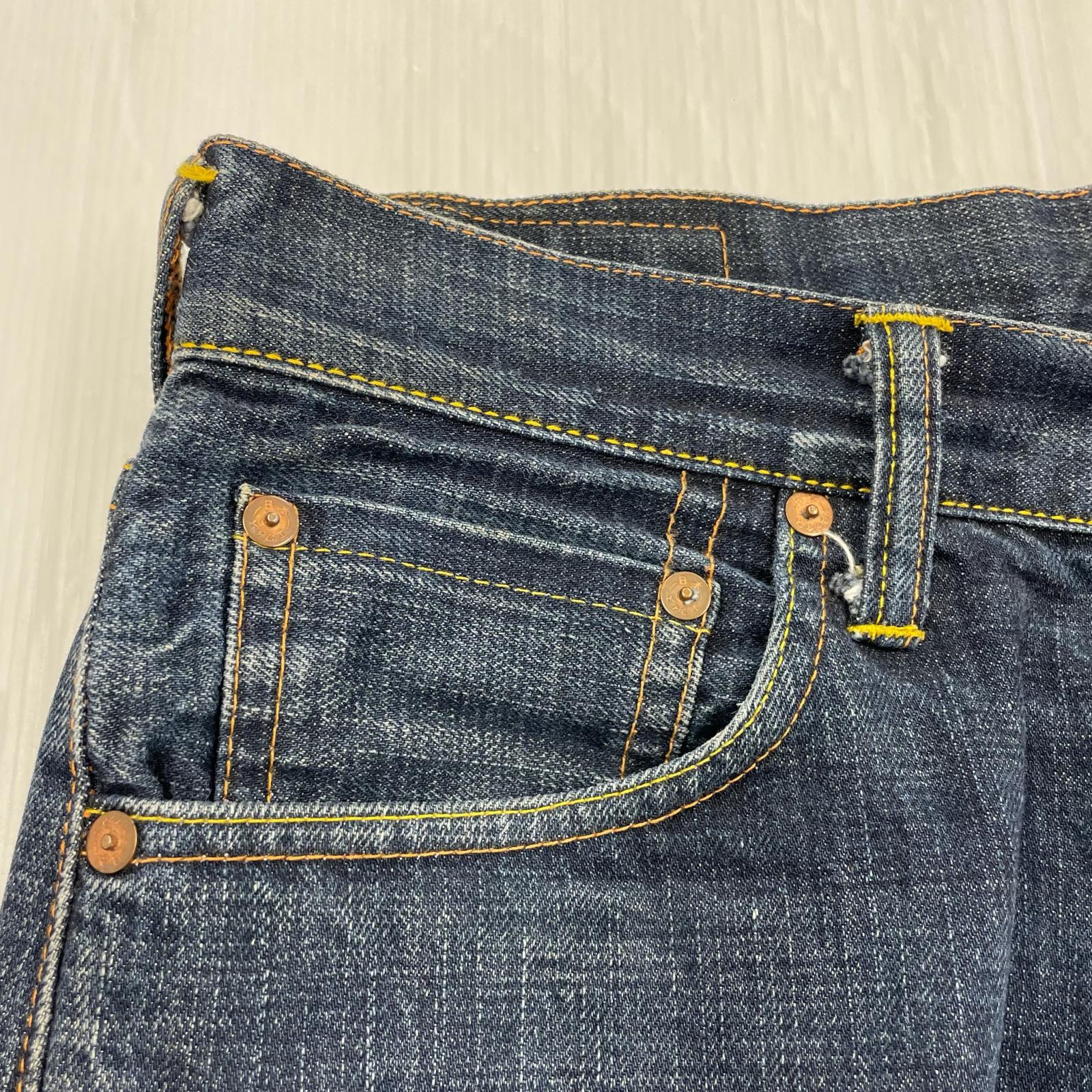 デニムパンツ 2001 刺繍 ドクロ カモメ デニム W34 34 ネイビー