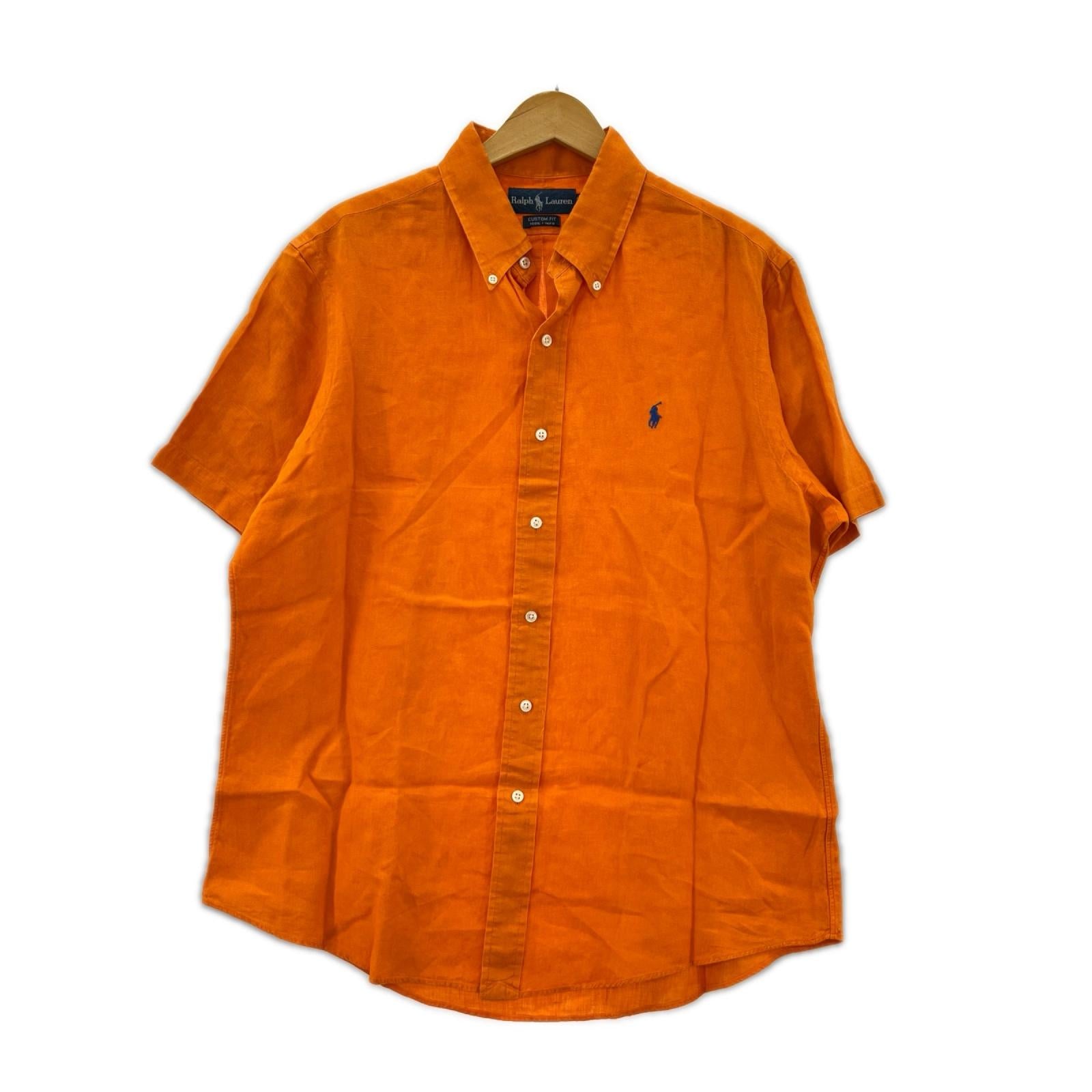 半袖シャツ POLO RALPH LAUREN CUSTOM FIT 半袖ﾘﾈﾝｼｬﾂ ｵﾚﾝｼﾞ (L) L オレンジ