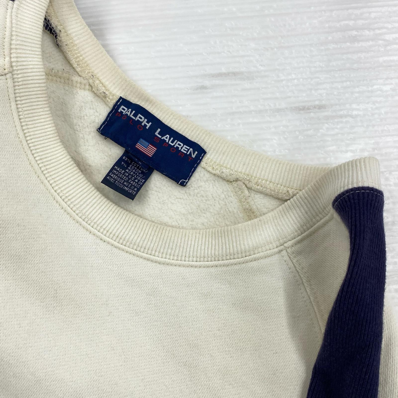 スウェット 90s POLO SPORT USA製 M WHT M ホワイト