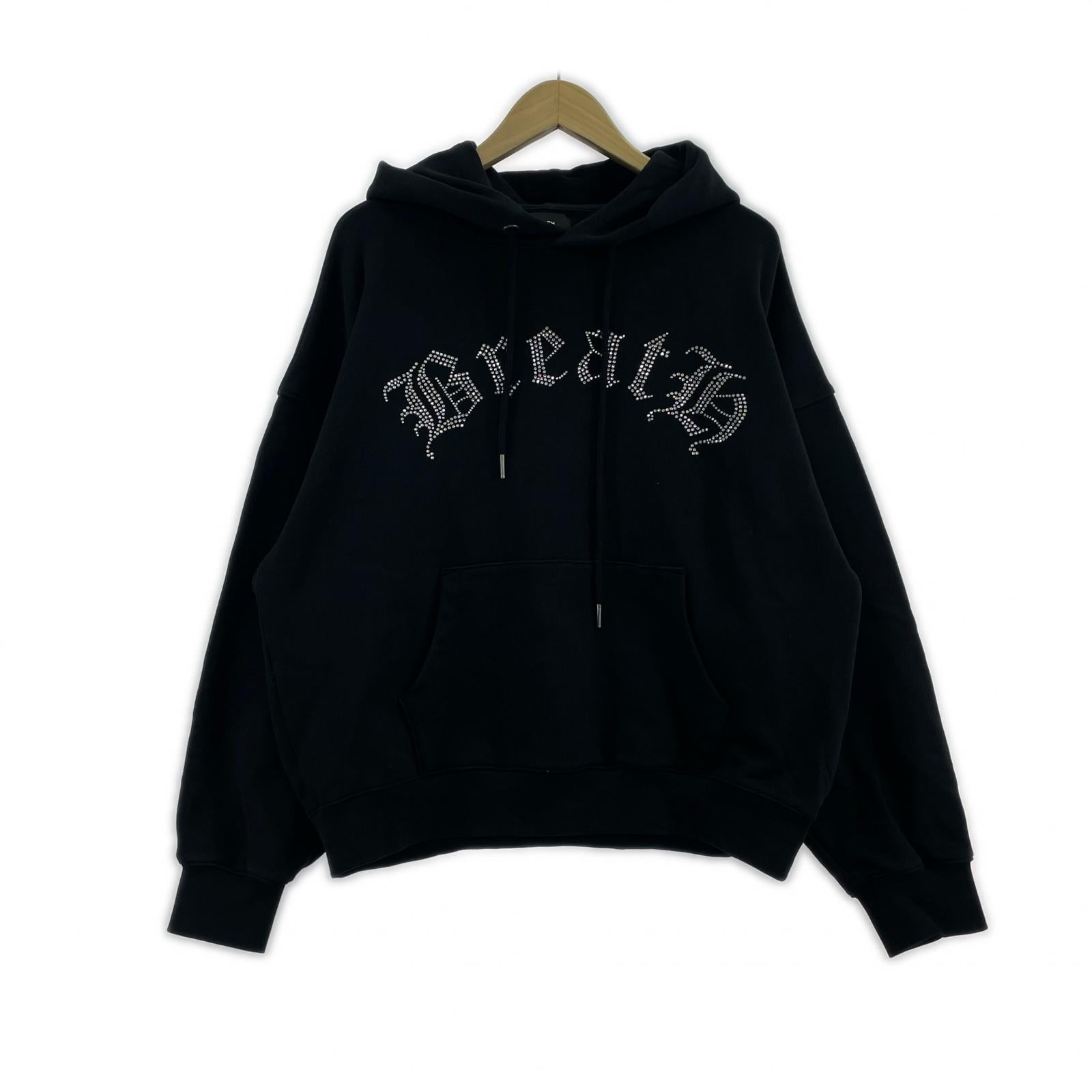 パーカー BREATH/OLD ENGLISH LOGO RHINESTONE/M M ブラック