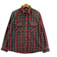 長袖シャツ FIVE BROTHER 90s ネルシャツ 緑×赤 (M) M レッド