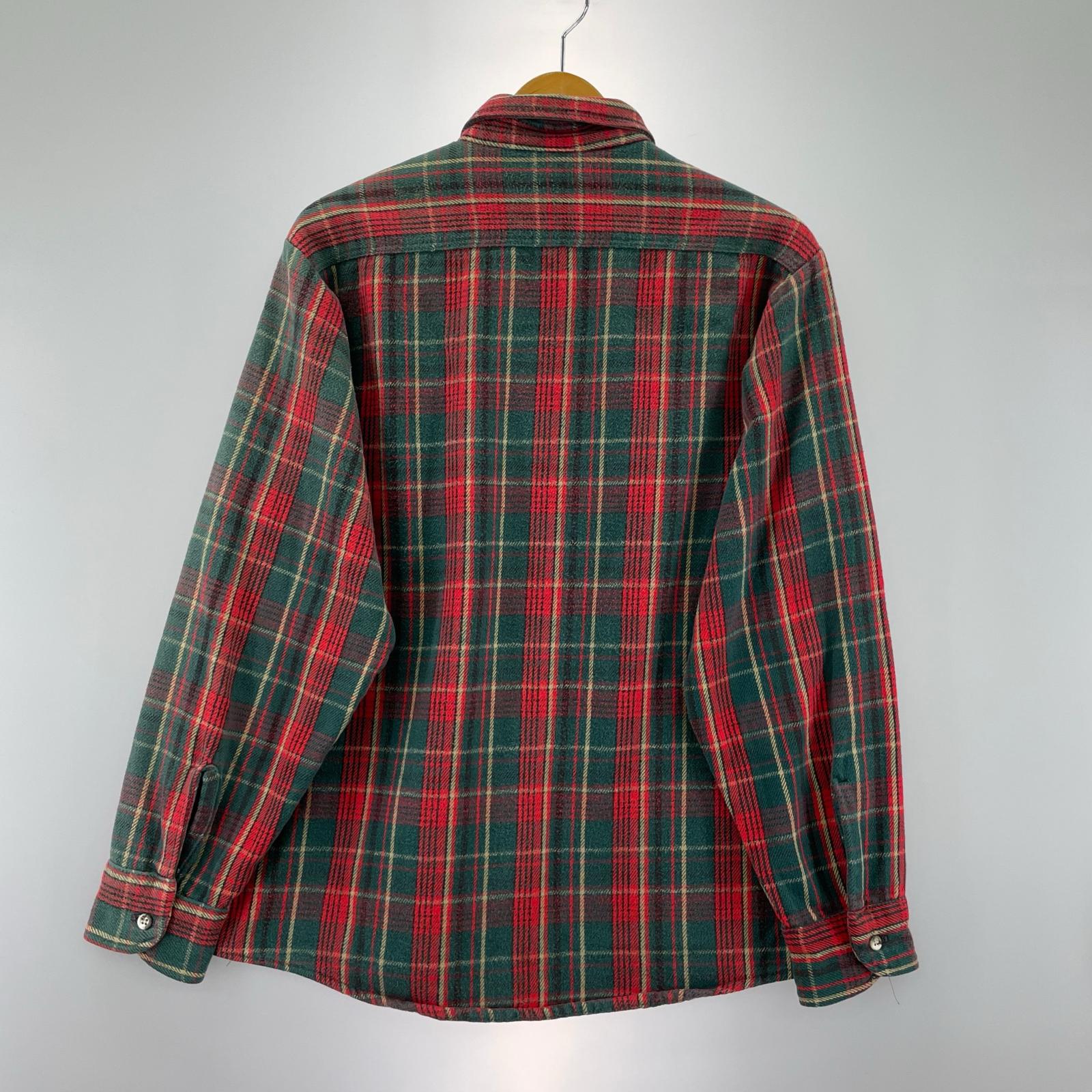 長袖シャツ FIVE BROTHER 90s ネルシャツ 緑×赤 (M) M レッド