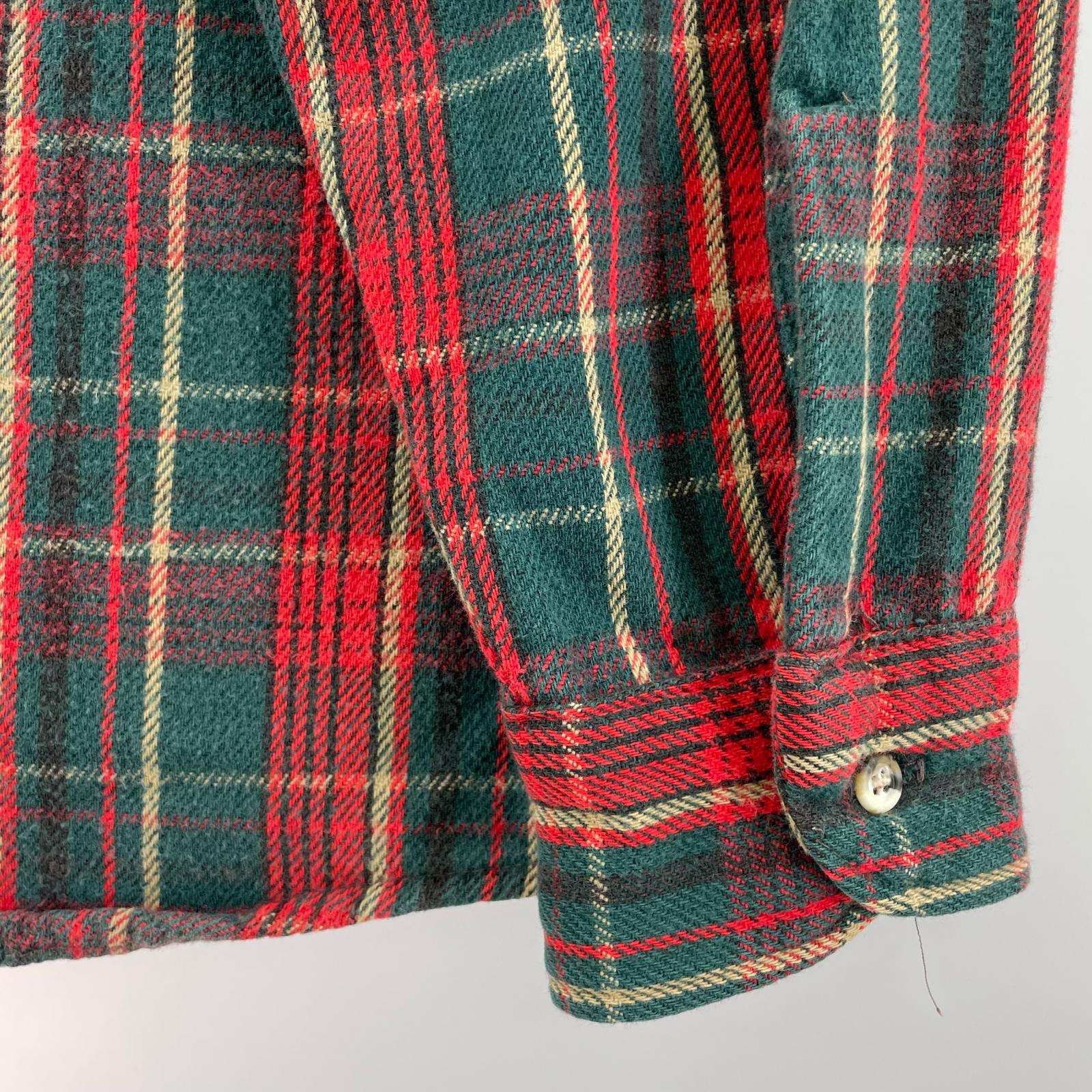 長袖シャツ FIVE BROTHER 90s ネルシャツ 緑×赤 (M) M レッド