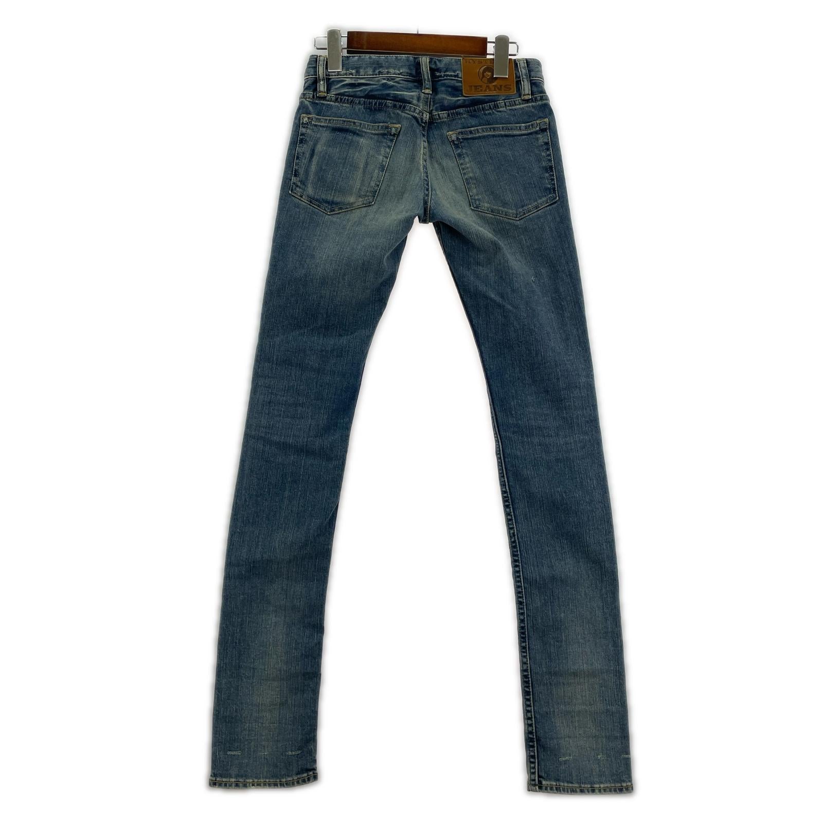 デニムパンツ ダメージ加工スタッズスキニーデニム XXS ブルー