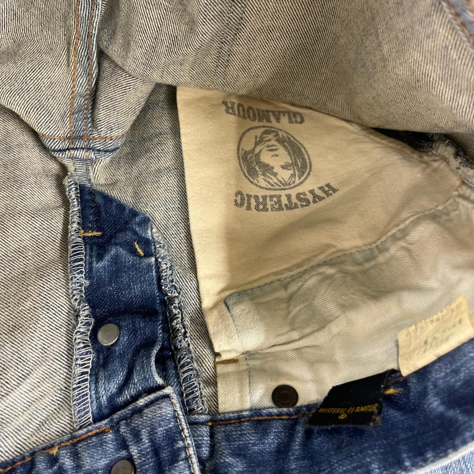 デニムパンツ ダメージ加工スタッズスキニーデニム XXS ブルー