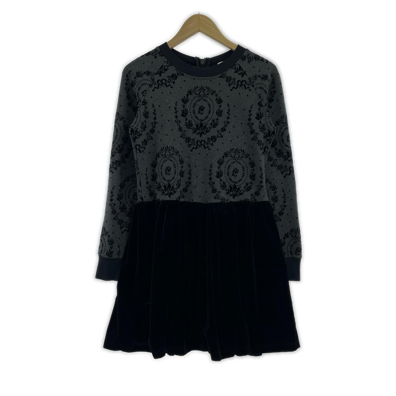 チュニック ペプラム/ベロア切替カットソー/BLK/GRY/XS ブラック