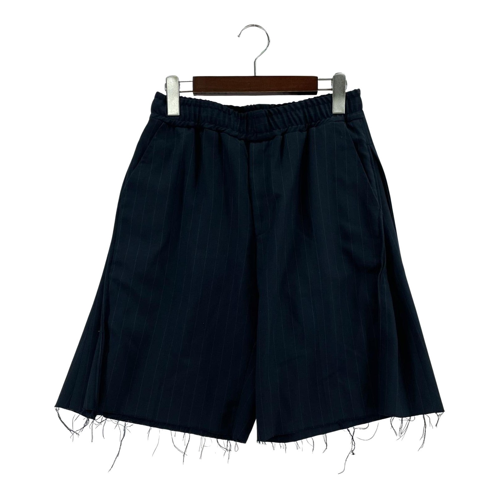ショートパンツ OLD PARK ストライプ カットオフ ショーツ M ネイビー
