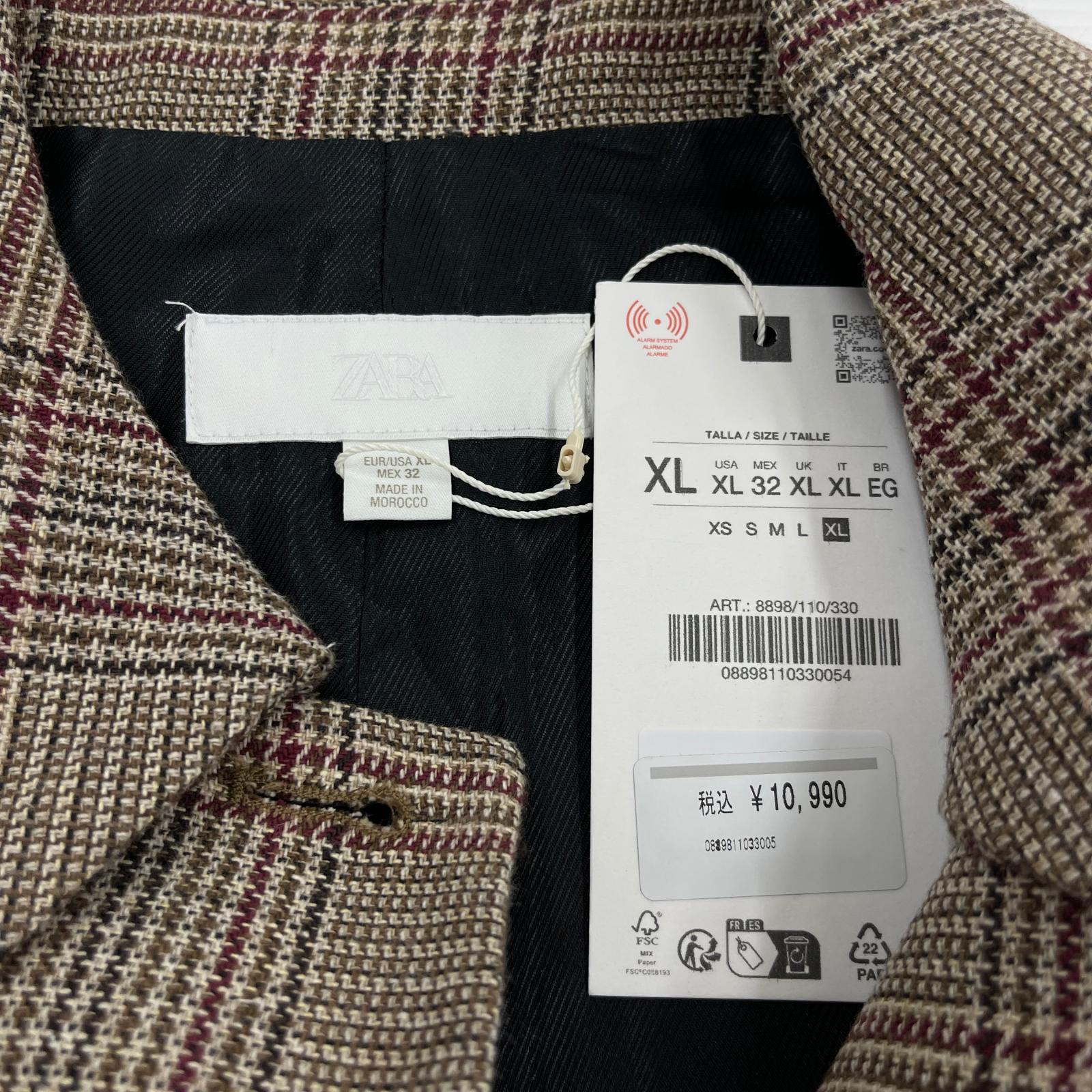 ジャケット 千鳥格子 ショートブレザー ブラウン