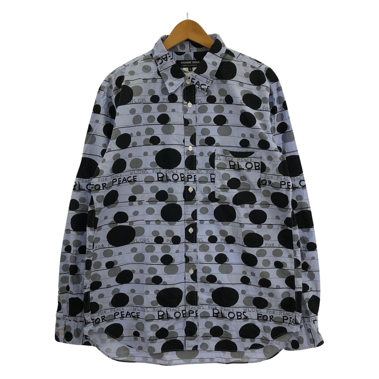 長袖シャツ HOMME DEUX David Shrigley 総柄シャツ XL パープル