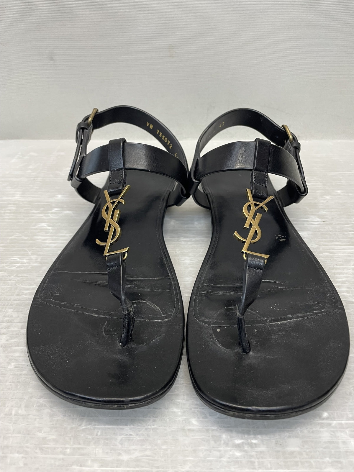 SAINT LAURENT PARIS YSLロゴ ストラップ サンダル 43 ブラック