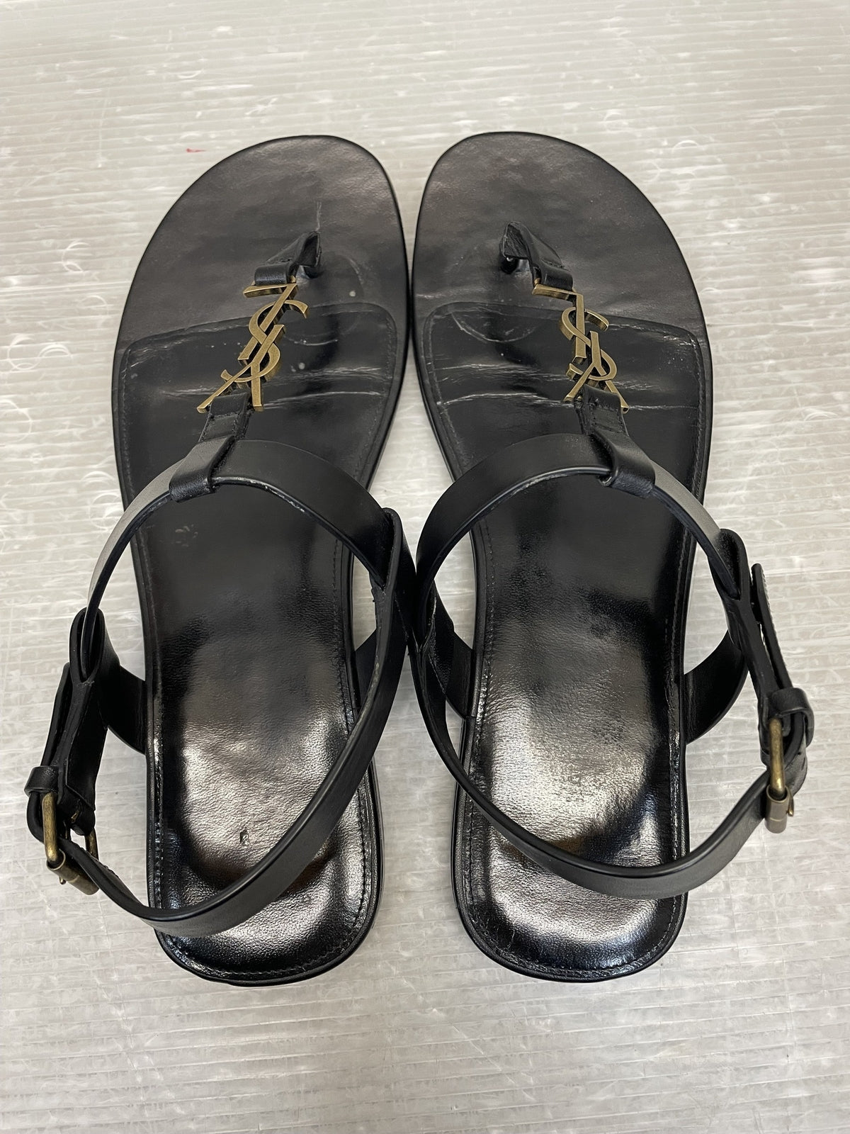 SAINT LAURENT PARIS YSLロゴ ストラップ サンダル 43 ブラック