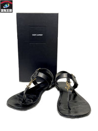 SAINT LAURENT PARIS YSLロゴ ストラップ サンダル 43 ブラック