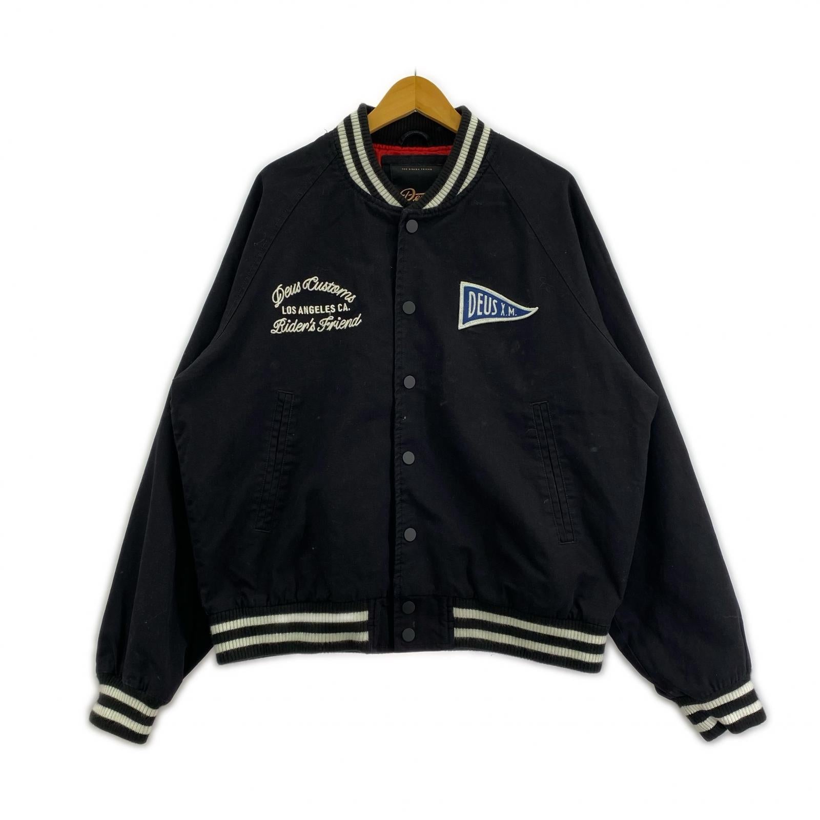 ジャケット DEUS EX MACHINA Stadium Jacket 黒 (M) M ブラック