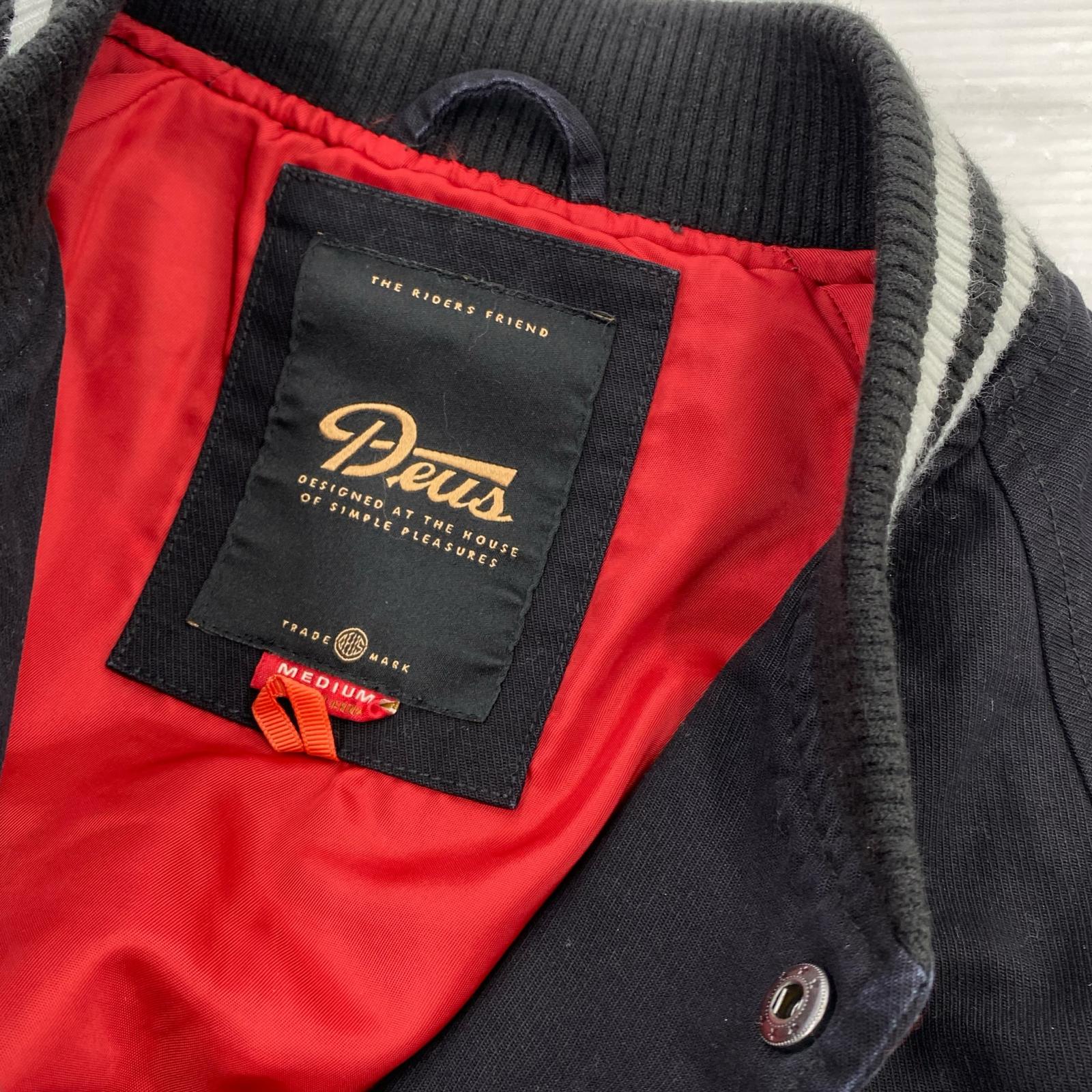 ジャケット DEUS EX MACHINA Stadium Jacket 黒 (M) M ブラック