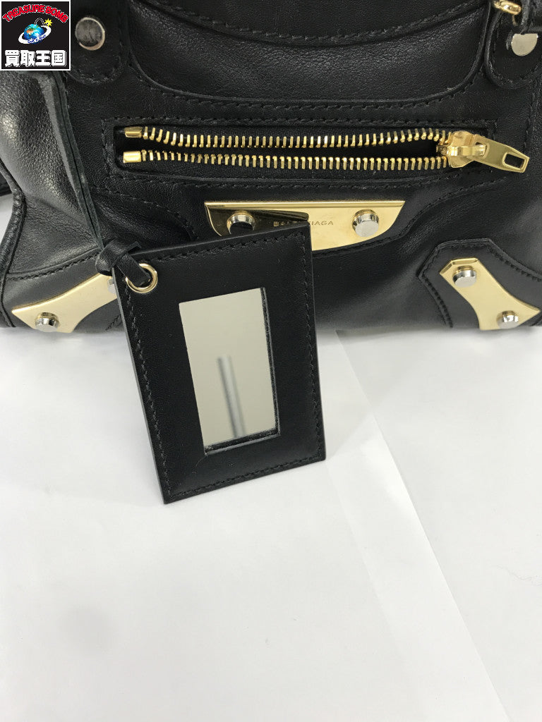Black Calfskin Metal Plate Mini City
