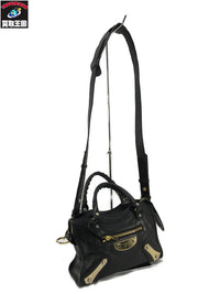 Black Calfskin Metal Plate Mini City