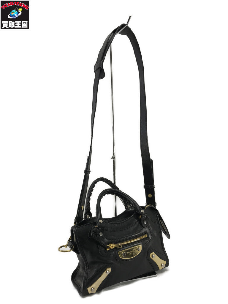 Black Calfskin Metal Plate Mini City