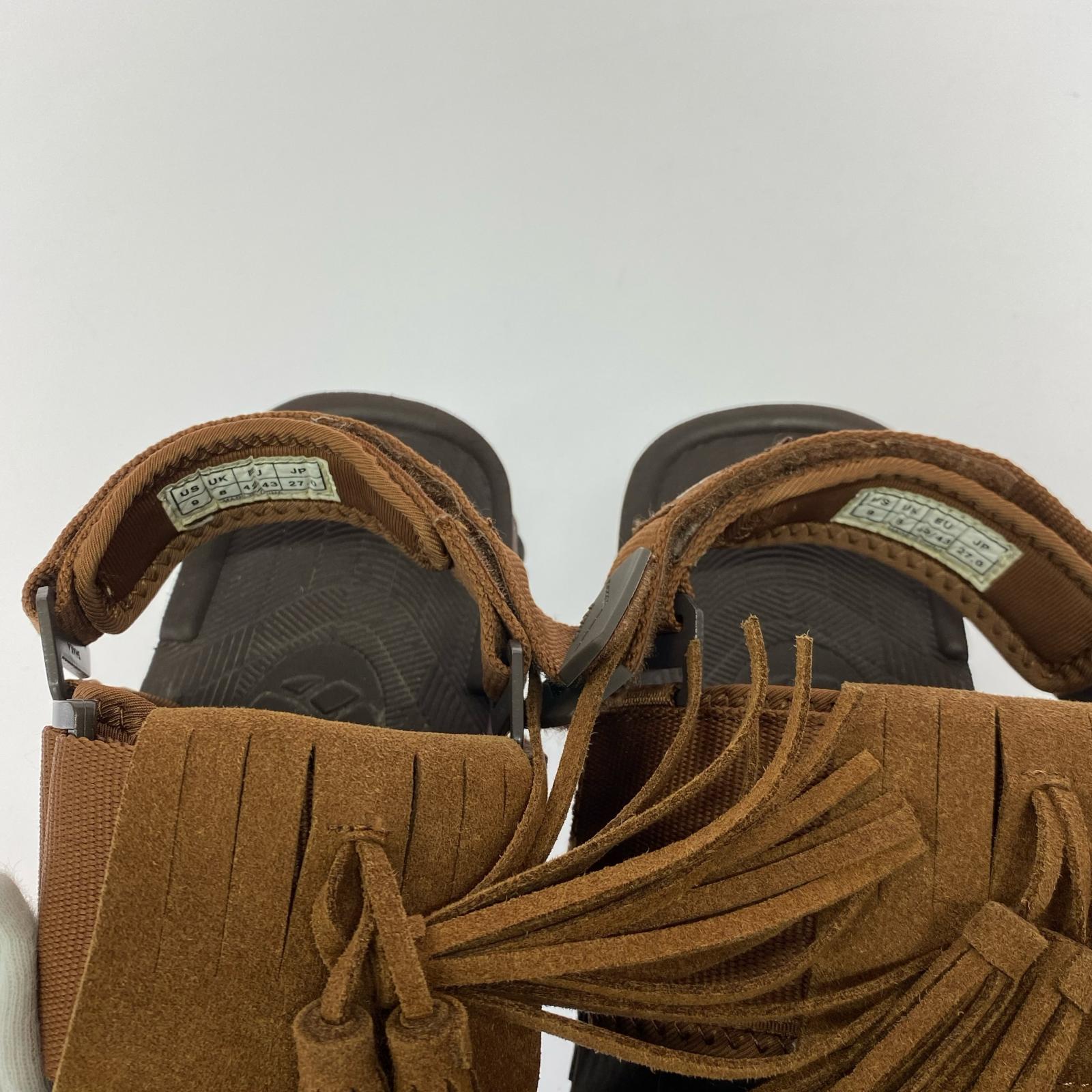 サンダル スウェードフリンジサンダル 27cm 茶 27cm (US9 UK8 1/2 EU44) ブラウン