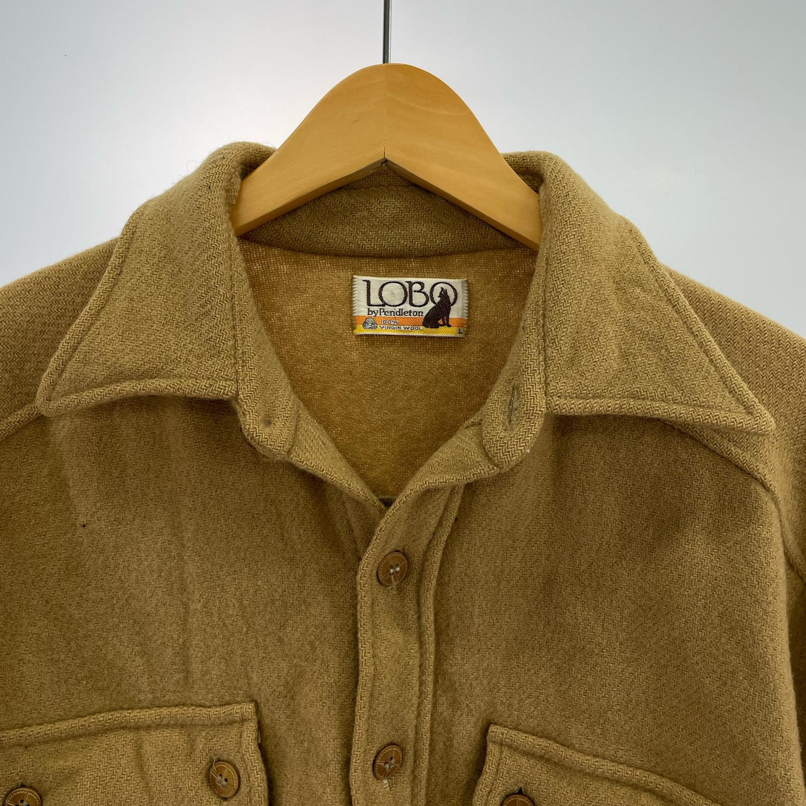 長袖シャツ LOBO by PENDLETON 70s ウールシャツ ボードシャツ キャメル (L) L