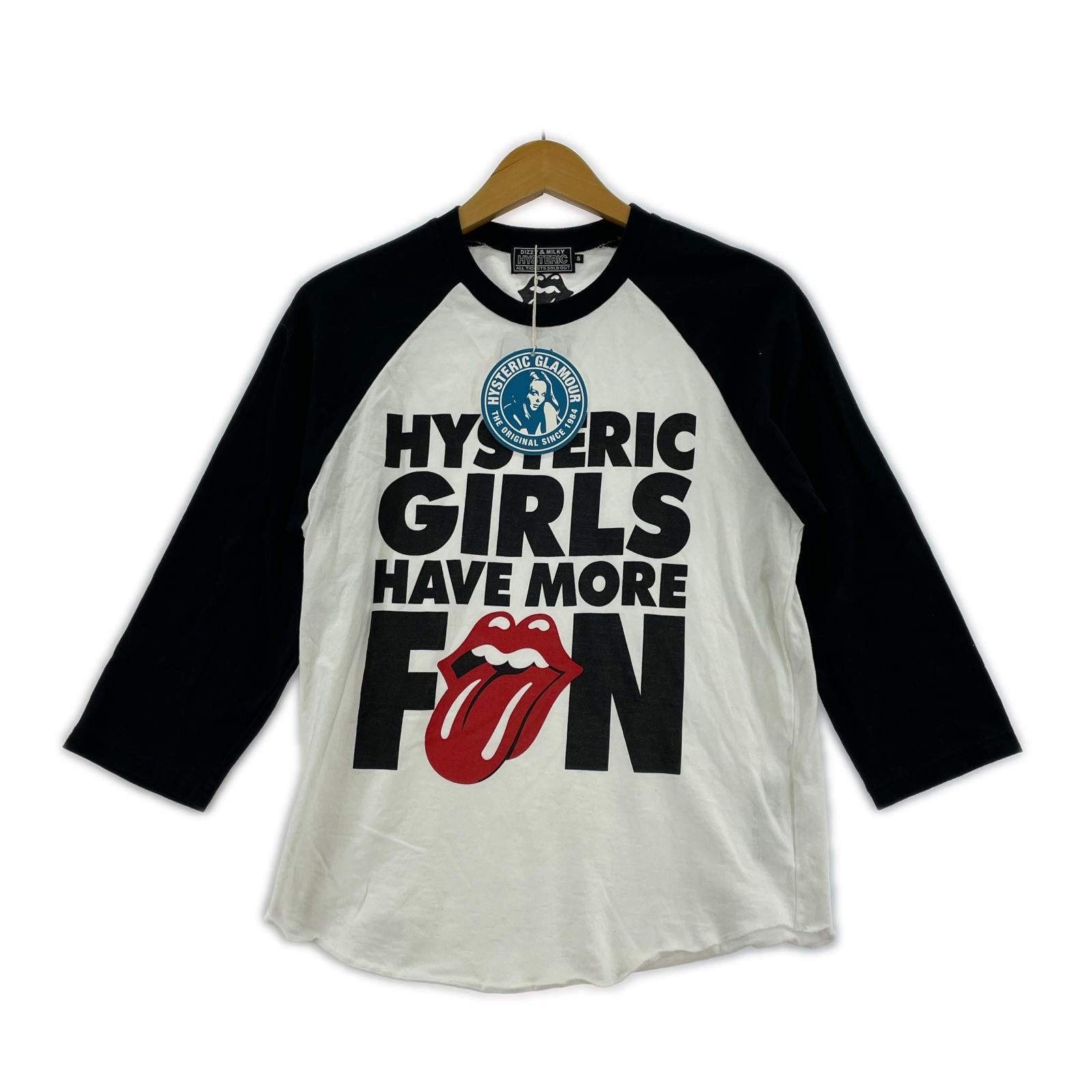 長袖Ｔシャツ ×ROLLING STONES ラグランT 黒白 S