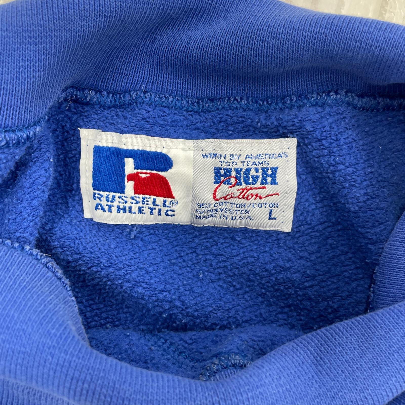 スウェット 90s RUSSELL USA製 HIGHcotton タートルネックスウェットシャツ 青 (L) L ブルー