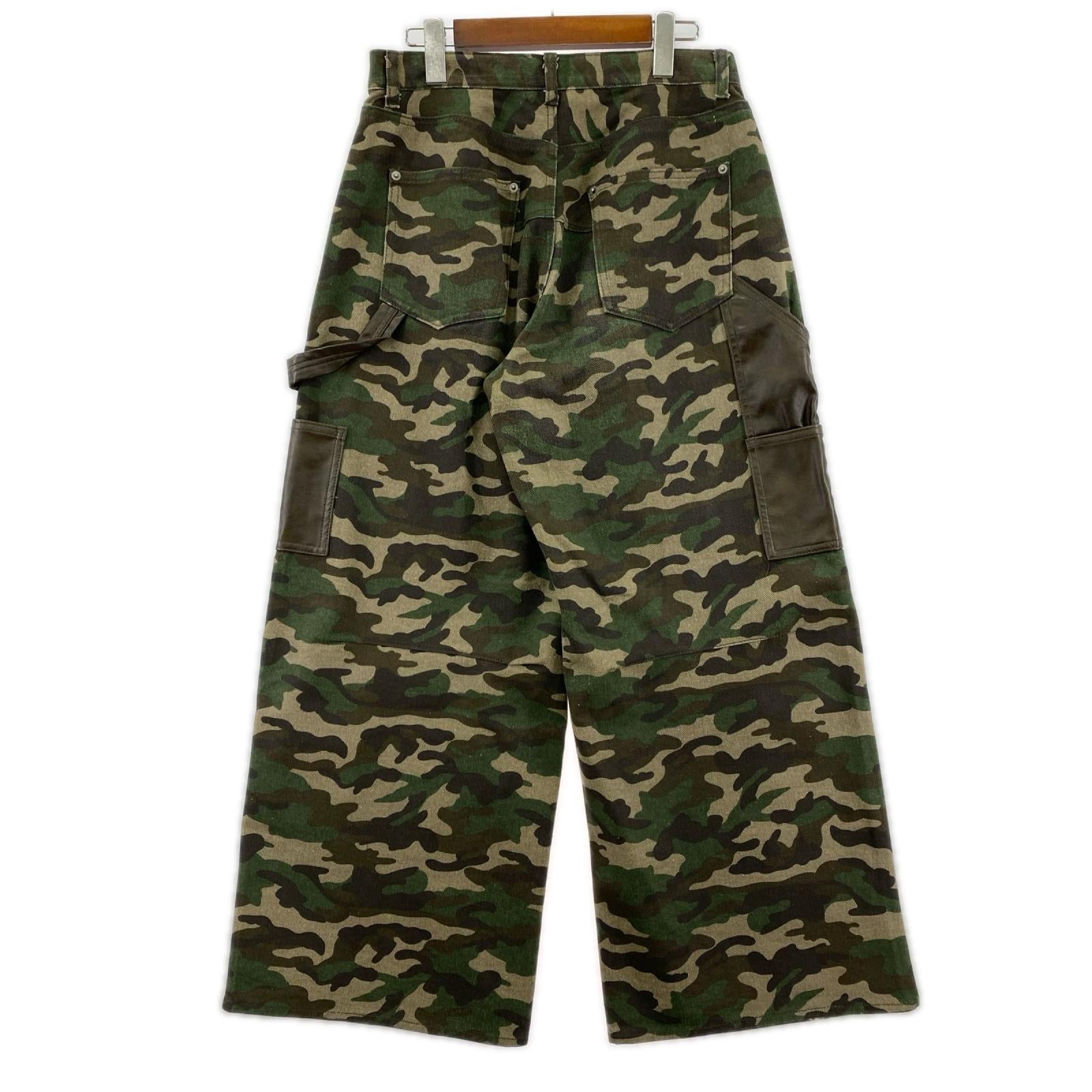 パンツ Camphor wood ｶﾓ柄 ﾚｻﾞｰﾄﾞｯｷﾝｸﾞﾀﾞﾌﾞﾙﾆｰﾊﾟﾝﾂ (w29) M