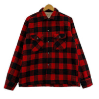 長袖シャツ 50s バッファローチェック ウールシャツ 赤黒 (M) M