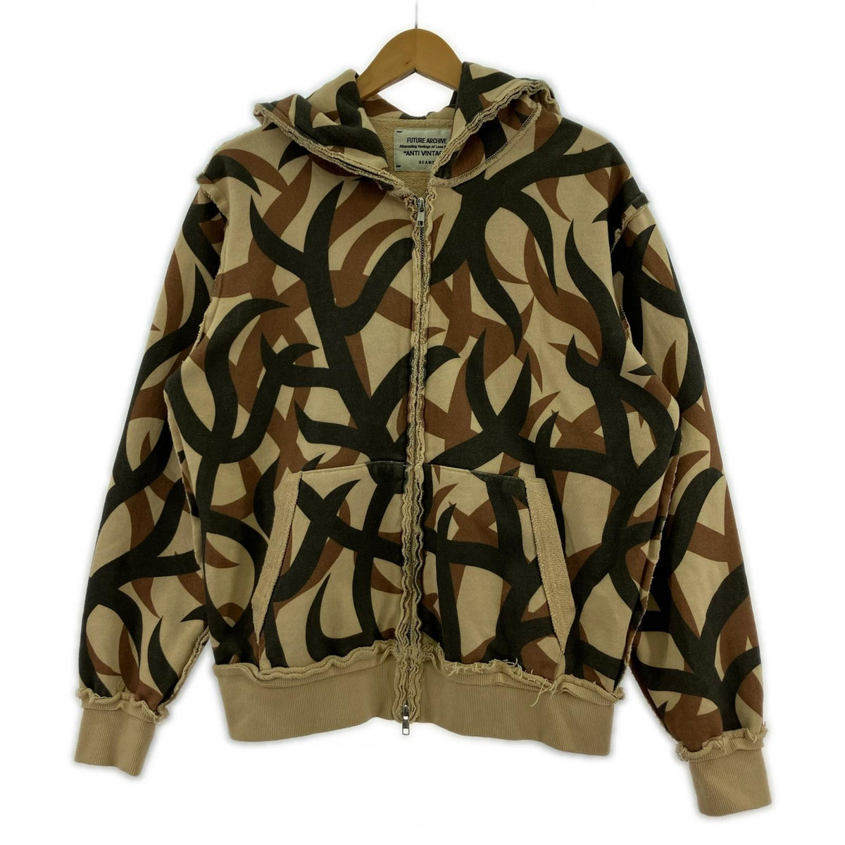 パーカー FUTURE ARCHIVE ZIP CAMO HOODIE ブラウン