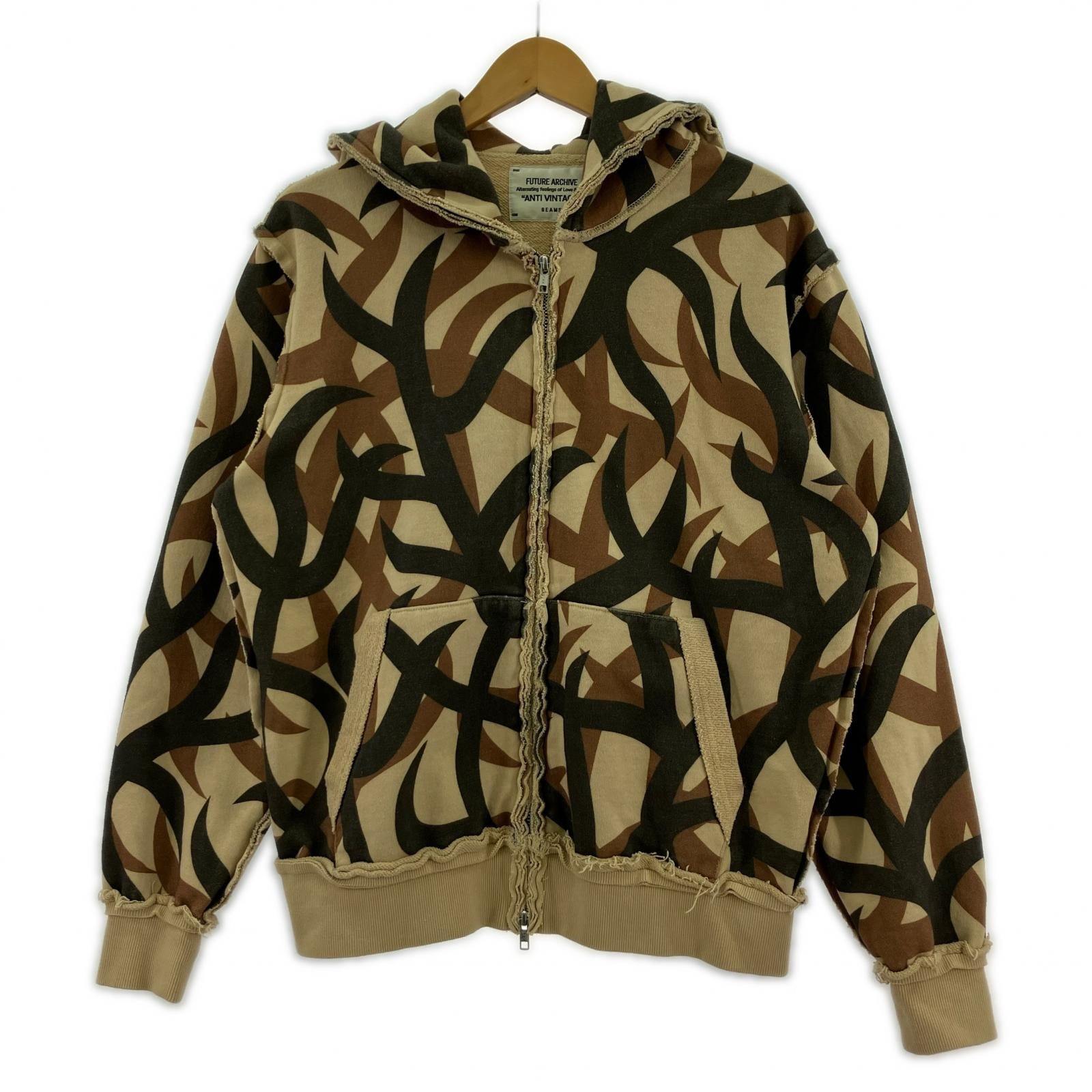 パーカー FUTURE ARCHIVE ZIP CAMO HOODIE ブラウン