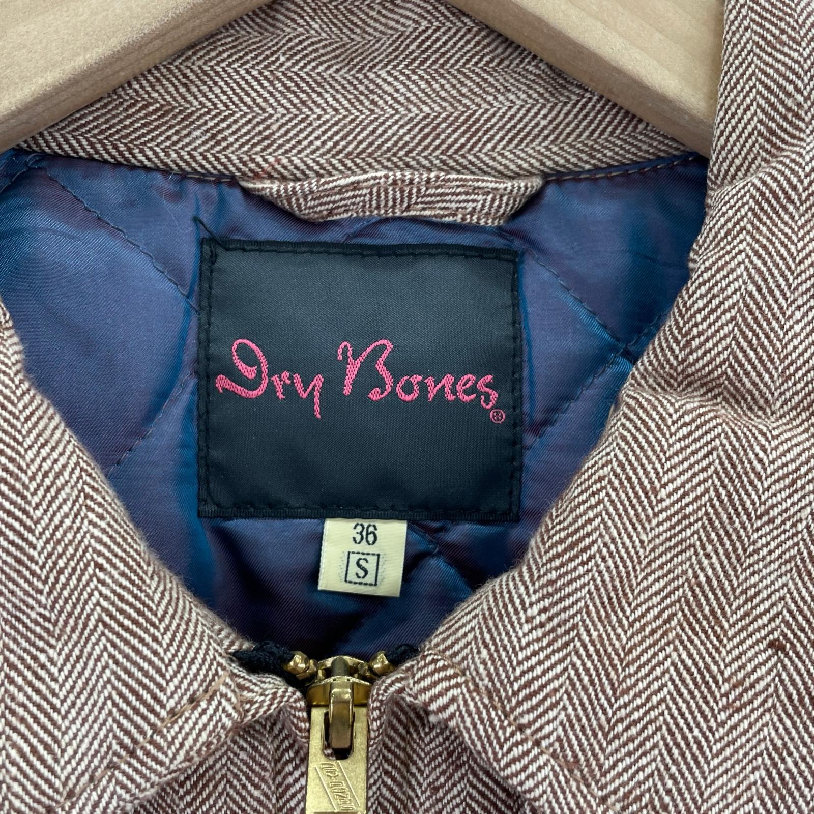 ジャケット ヘリンボーン バックチェーンステッチ刺繍 スイングトップ S ブラウン