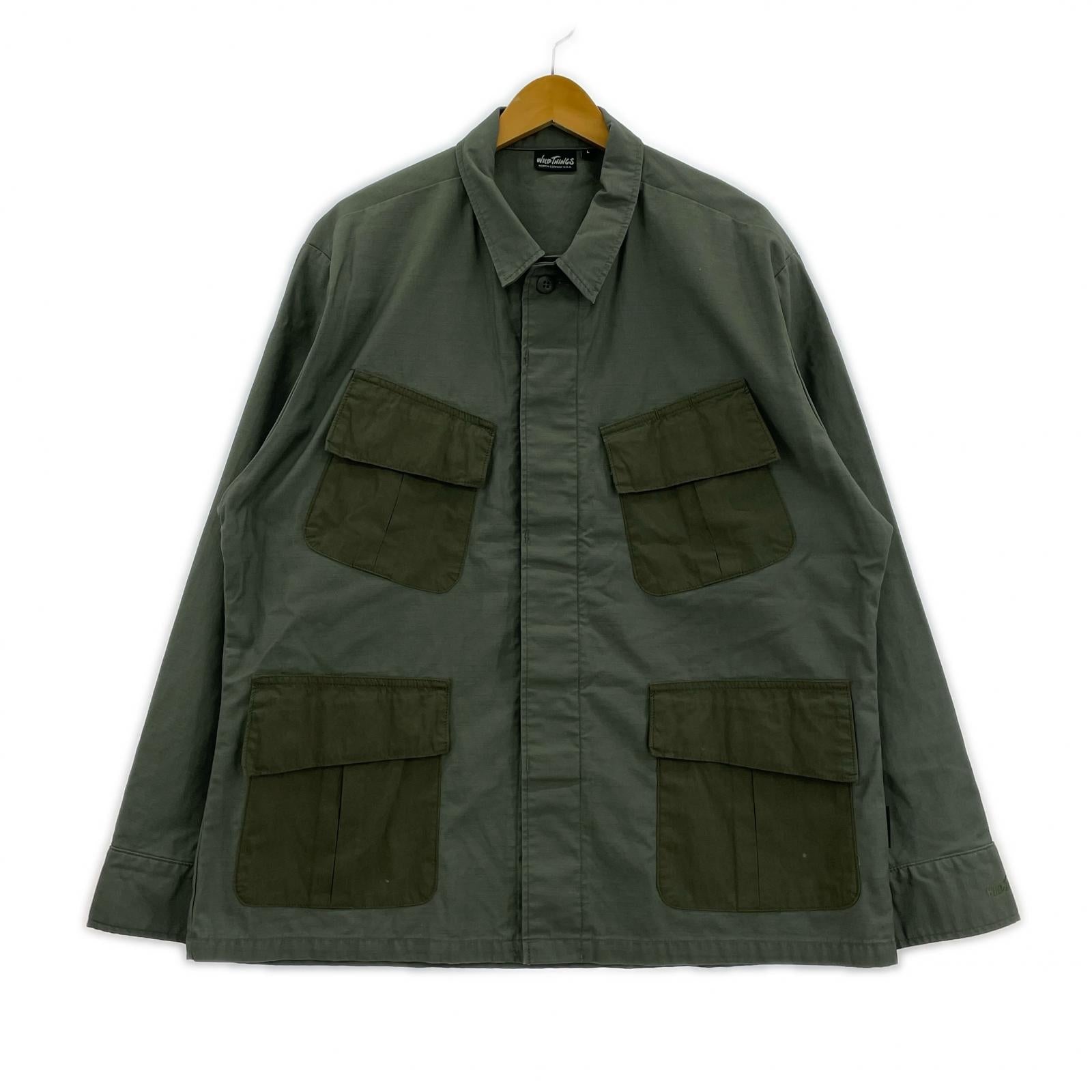 ミリタリージャケット WILDTHINGS BACK SATIN FIELD JACKET (L) カーキ L