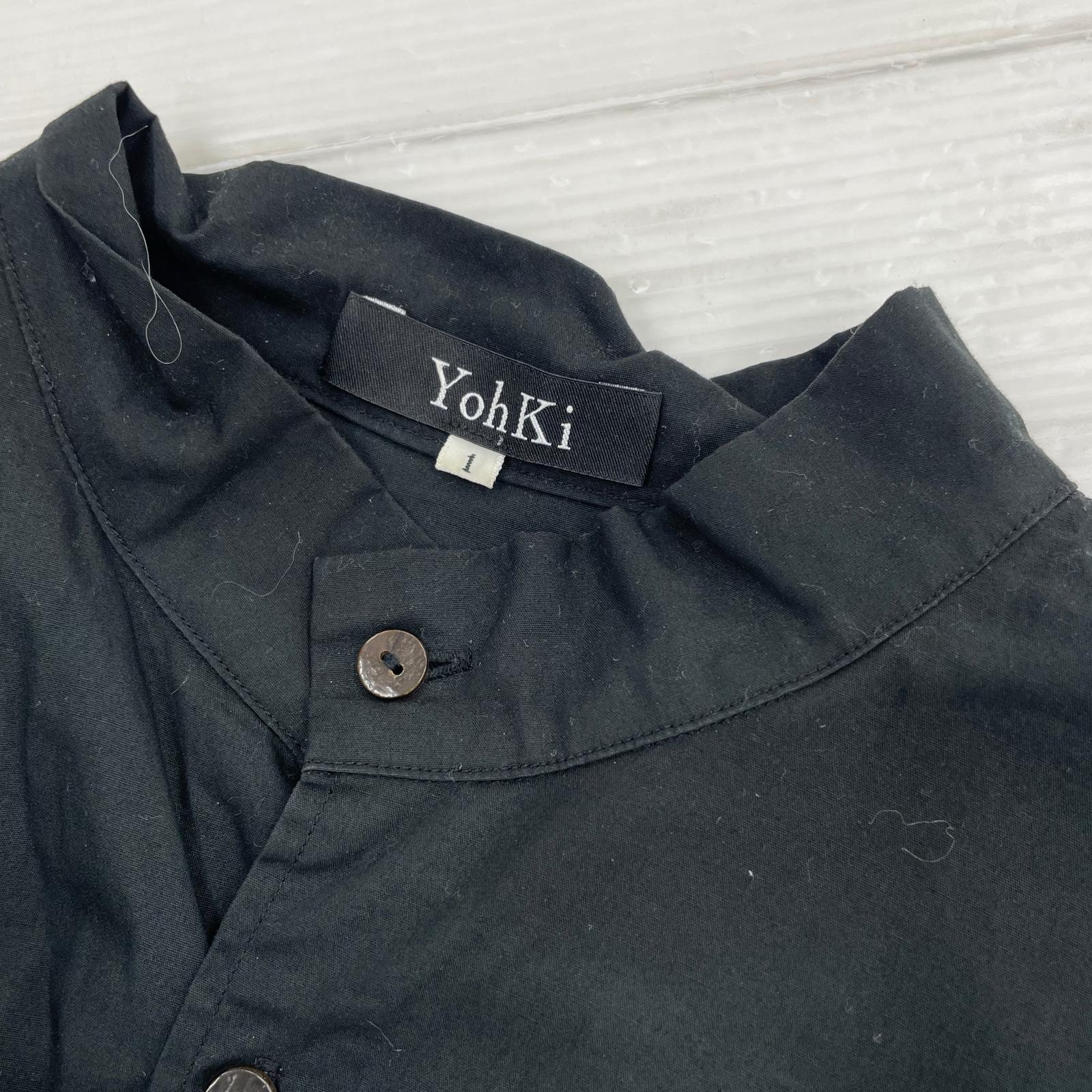 長袖シャツ YohKi/変形stand collar shirt ブラック