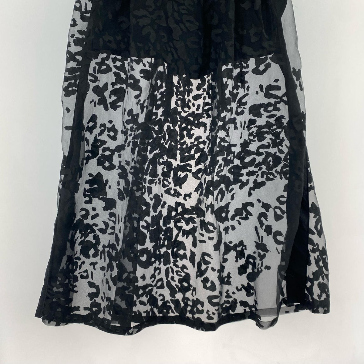 ロングスカート W SHEER LEOPARD SKIRT　（XS) ブラック