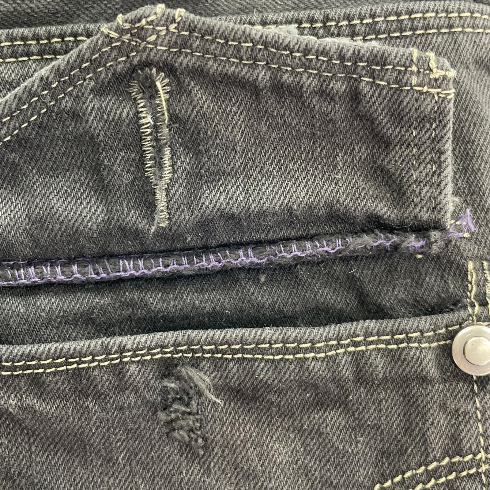 デニムパンツ 00s ENGINEERED JEANS 裾ジップ＆ダメージ加工 立体裁断 28 ブラック