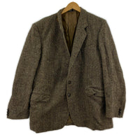 テーラードジャケット 90s イギリス製 HARRIS TWEED ヘリンボーン M ブラウン
