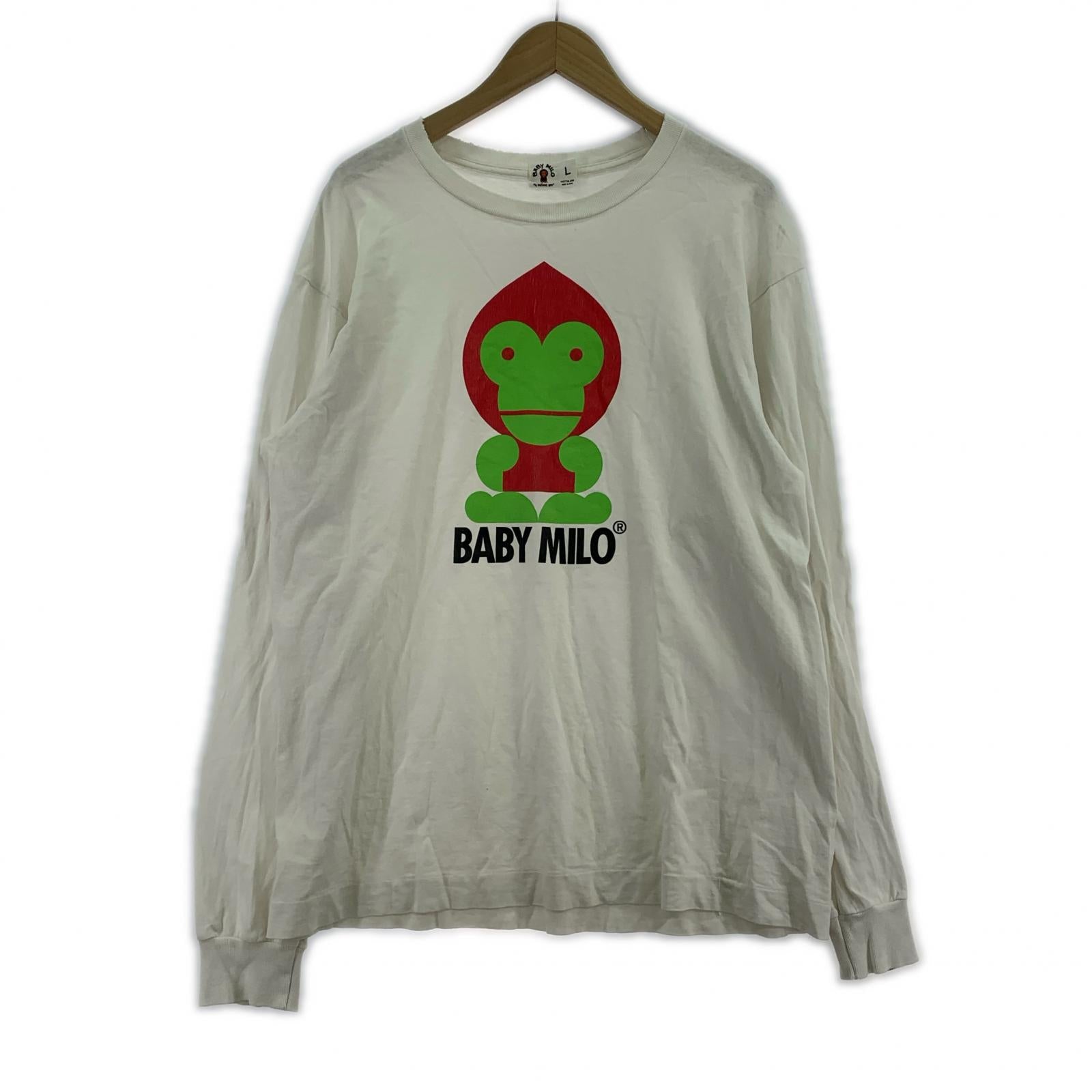 長袖Ｔシャツ BABY MILO ビッグプリントTee L WHT L ホワイト