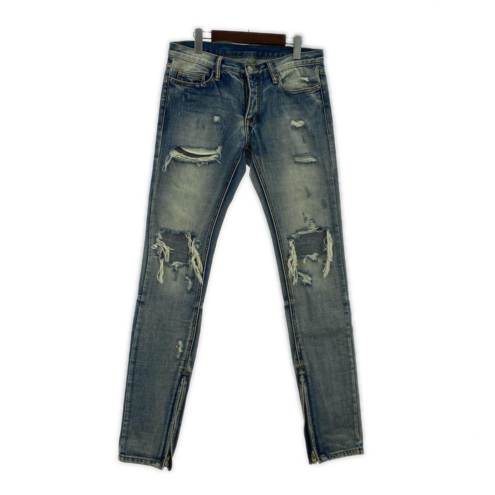 デニムパンツ ダメージ加工 30 30 ブルー