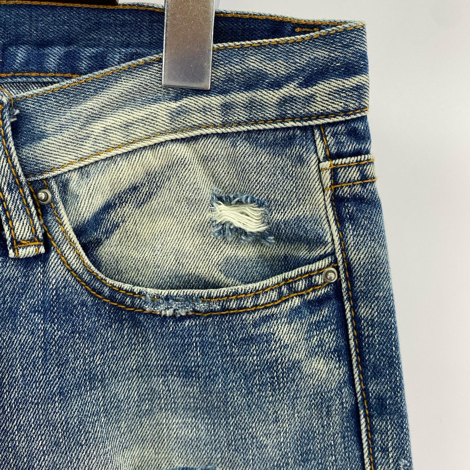 デニムパンツ ダメージ加工 30 30 ブルー