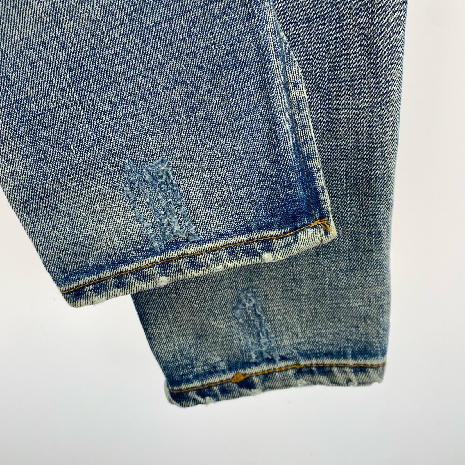 デニムパンツ ダメージ加工 30 30 ブルー