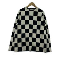 ニット JIL SANDER チェッカーニット 48 ブラック×ホワイト 48