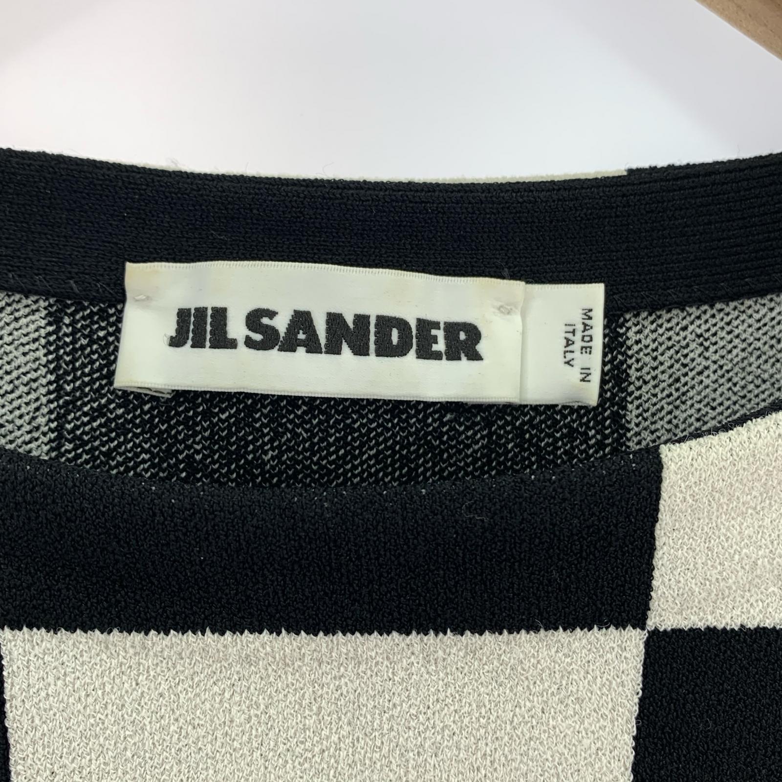 ニット JIL SANDER チェッカーニット 48 ブラック×ホワイト 48