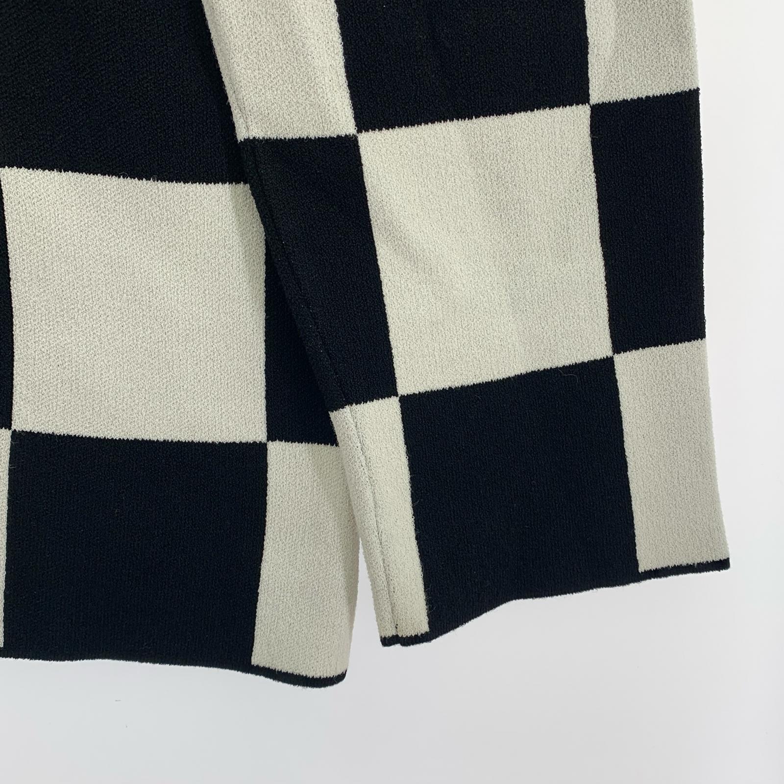 ニット JIL SANDER チェッカーニット 48 ブラック×ホワイト 48