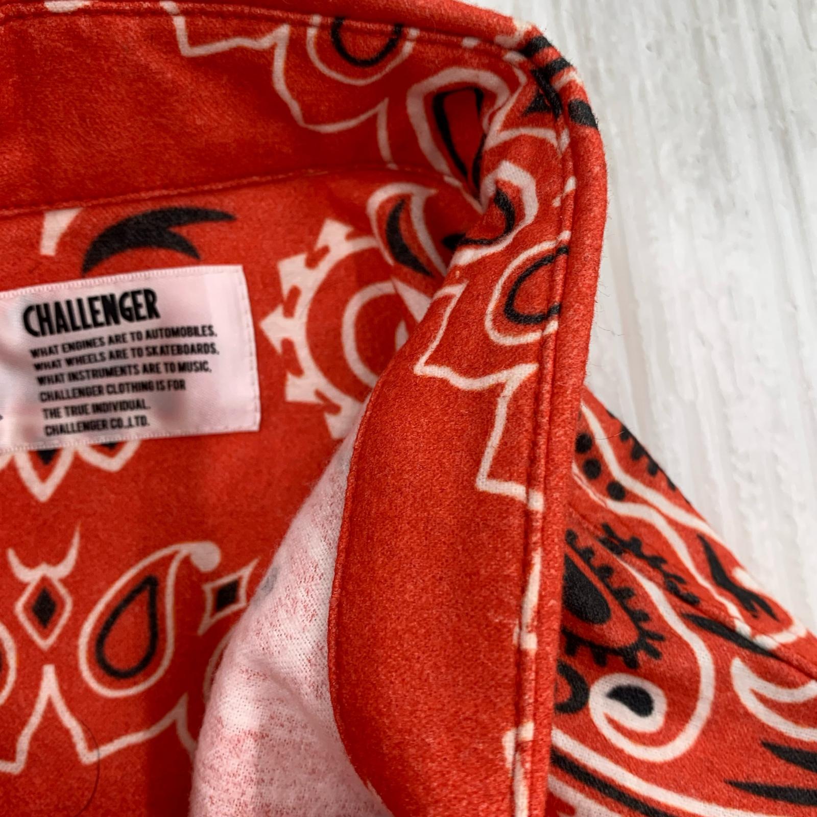 長袖シャツ CHALLENGER バンダナネルシャツ L レッド L レッド