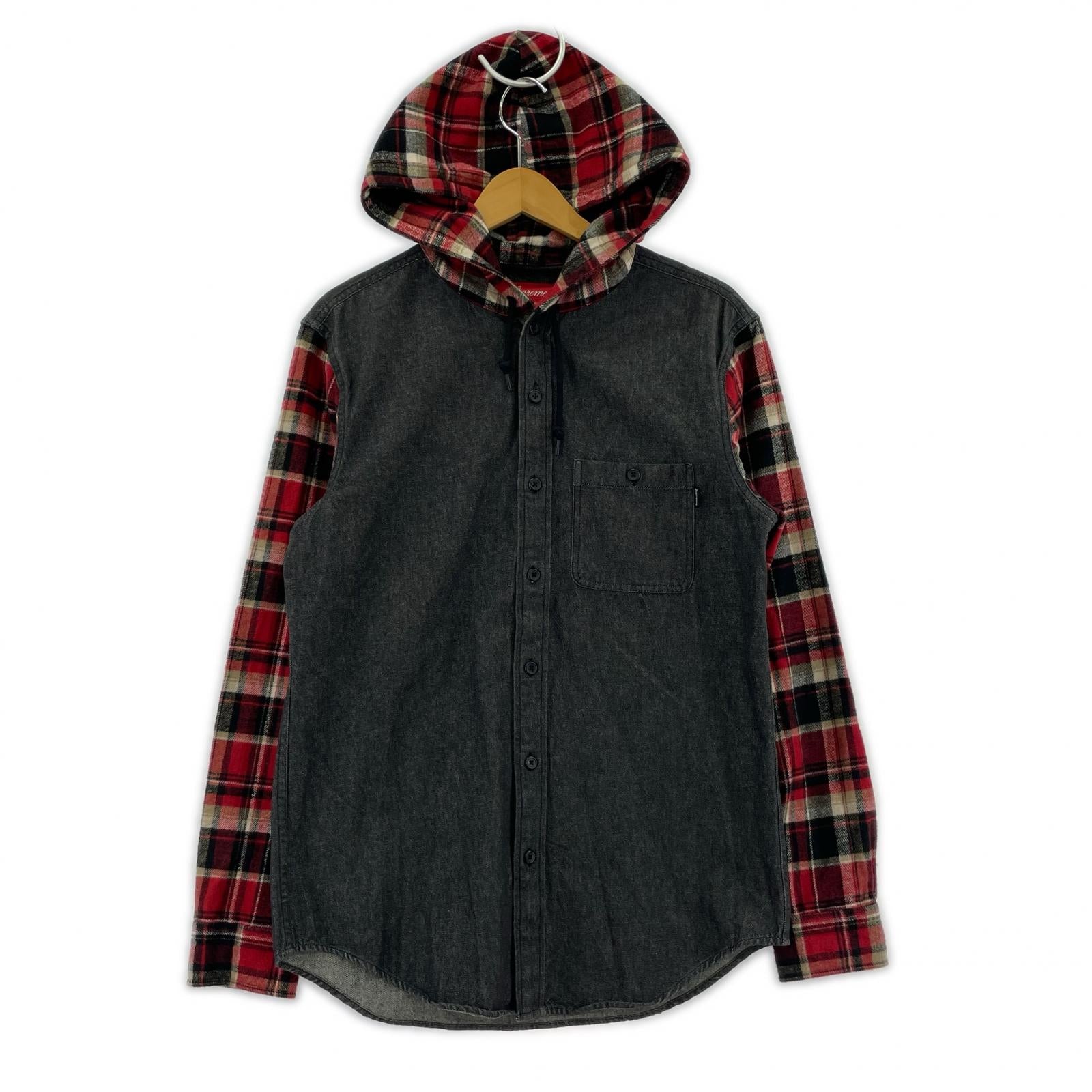 長袖シャツ 13aw　HOODED PLAID DENIM SHIRT S