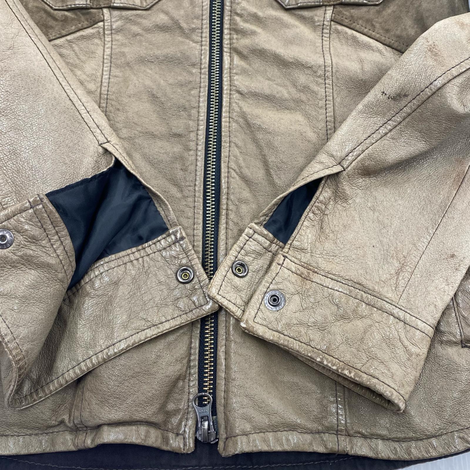 レザージャケット HAMNETT ダブルジップレザージャケット M 茶 M ブラウン