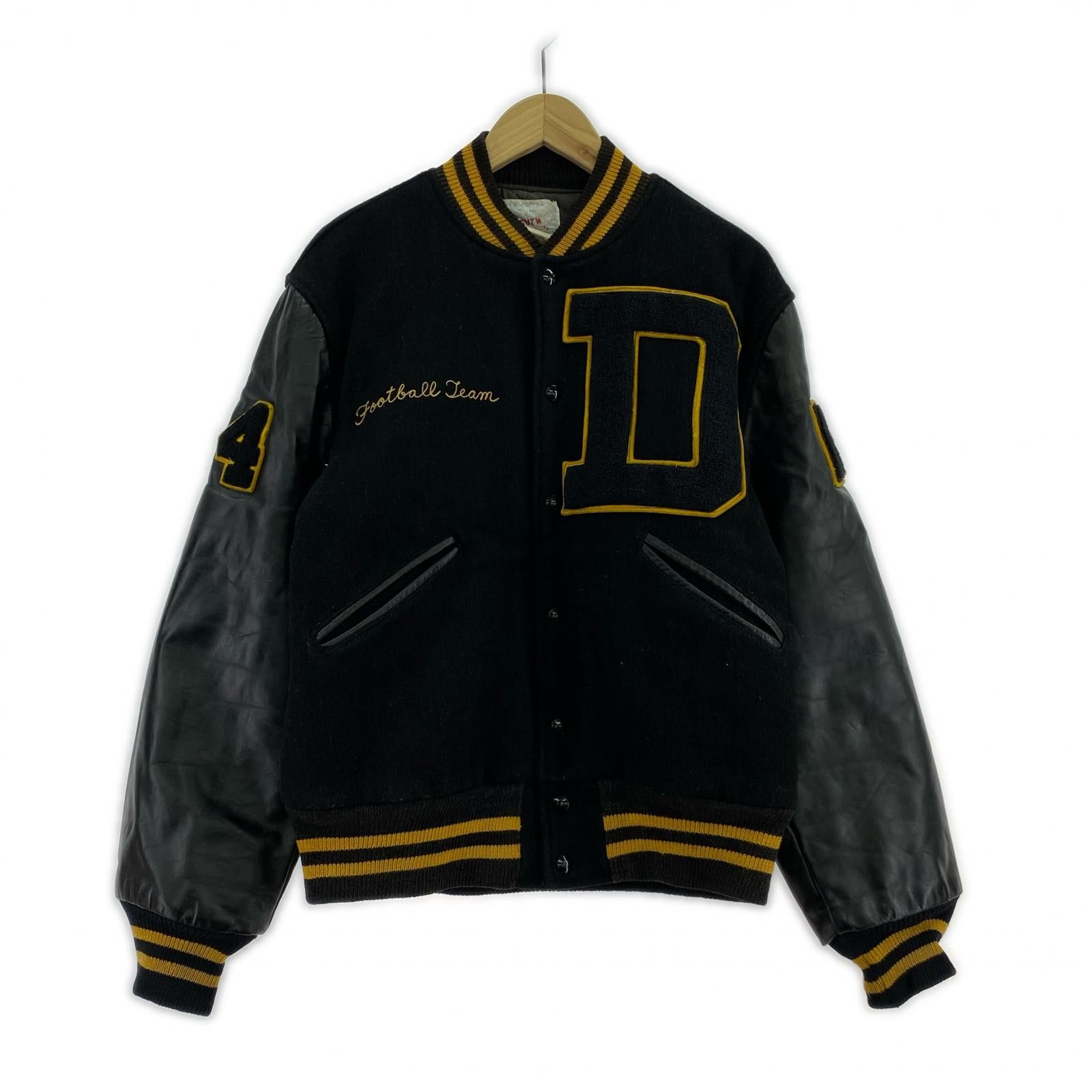 ジャケット BUTWIN スタジャン 80s 黒×黒 40 ブラック